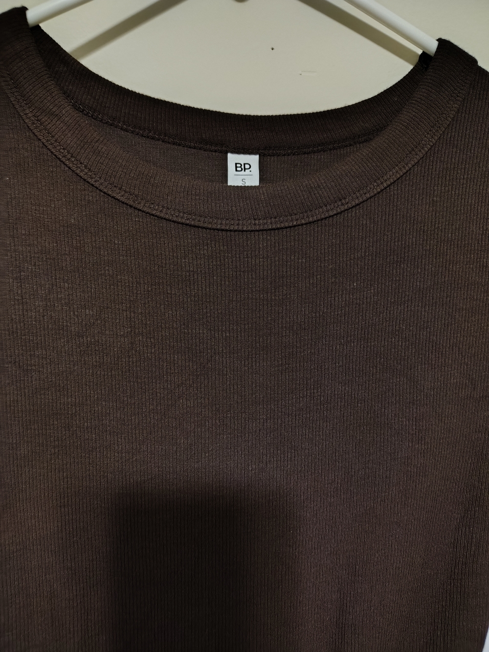 bp Ribbed Long-Sleeve Crewneck Top - Dark Brown - Picture 3 of 8